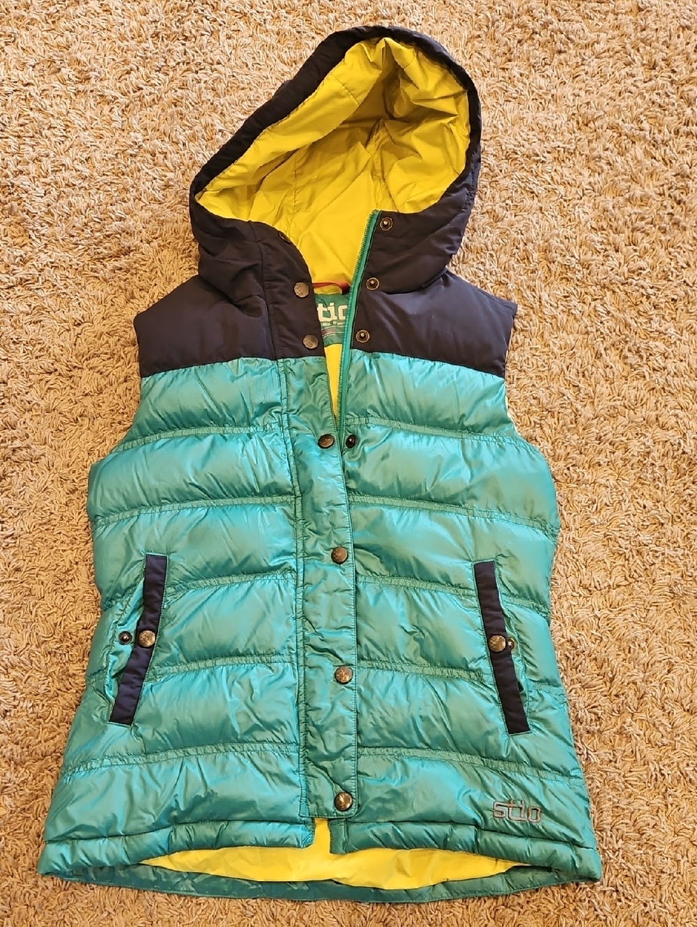 Stio Teal & Navy Down Puffer Vest